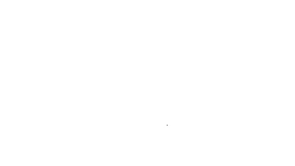 Černá čára Veterinární klinika symbol ikona izolované na bílém pozadí. Kříž s kočičí veterinární péčí. Zvířecí znamení první pomoci. Grafická animace pohybu videa 4K — Stock video