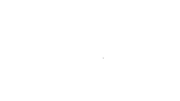 黒い線白い背景に隔離された獣医師クリニックのシンボルアイコン。猫獣医療とのクロス。ペットの応急処置サイン。4Kビデオモーショングラフィックアニメーション — ストック動画