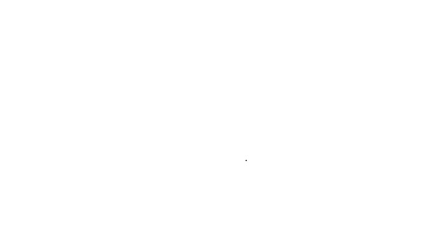 Černá čára Pes lék láhev ikona izolované na bílém pozadí. Kontejner s prášky. Lék na předpis pro zvířata. Grafická animace pohybu videa 4K — Stock video