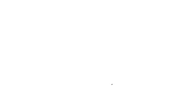 Černá čára Taška s jídlem pro domácí ikonu izolované na bílém pozadí. Jídlo pro zvířata. Znamení psí kosti. Balíček se zvířecím jídlem. Grafická animace pohybu videa 4K — Stock video