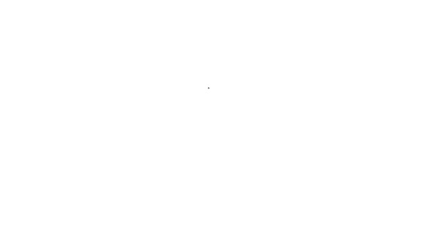 Línea negra Puntero de mapa con icono de cesta de la compra aislado sobre fondo blanco. Tienda de puntos de pin y compras. Símbolo de cesta de supermercado. Animación gráfica de vídeo 4K — Vídeos de Stock