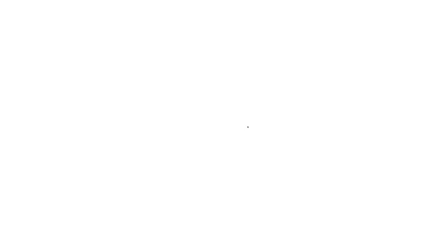 Linea nera Ricicla simbolo all'interno dell'icona dello scudo isolato su sfondo bianco. Segno di protezione ambientale. Animazione grafica 4K Video motion — Video Stock