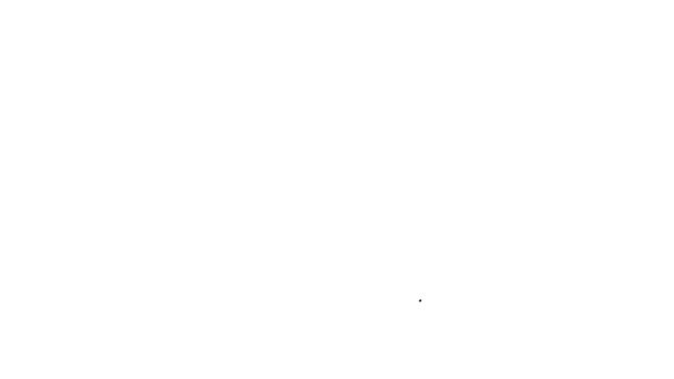 Черная линия Перекрещенные гриль шашлык шашлык на шампуры палку значок изолирован на белом фоне. Мясо кебаб на шампуре палка. Пикник с мясом на гриле. Видеографическая анимация 4K — стоковое видео