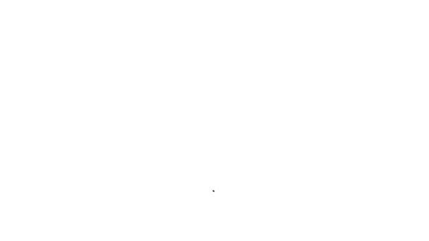 Línea negra Icono de batidor de cocina aislado sobre fondo blanco. Utensil de cocina, batidor de huevos. Signo de cubertería. Comida mezcla símbolo. Animación gráfica de vídeo 4K — Vídeo de stock