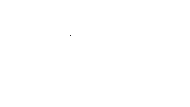 Schwarze Linie Gartenschlauch oder Feuerwehrschlauch Symbol isoliert auf weißem Hintergrund. Sprühpistole Ikone. Gießgeräte. 4K Video Motion Grafik Animation — Stockvideo