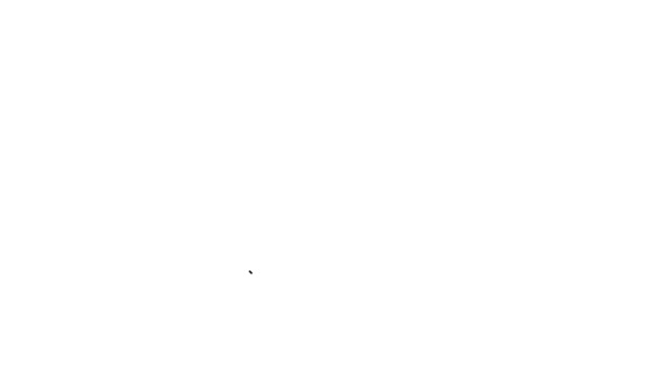 Черная линия Садовый шланг или огненный шланг значок изолированы на белом фоне. Иконка спрея. Оборудование для полива. Видеографическая анимация 4K — стоковое видео