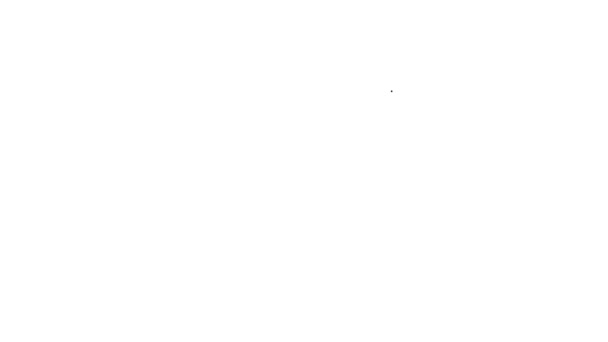 Černá čára Lopata v zemi ikona izolované na bílém pozadí. Zahradní nářadí. Nástroj pro zahradnictví, zemědělství, zemědělství. Grafická animace pohybu videa 4K — Stock video