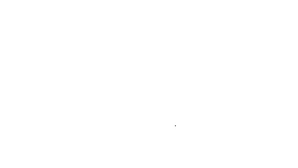 Черная линия Корзина с изображением дома изолированы на белом фоне. Купить дом концепции. Концепция жилищного кредита, аренды, покупки недвижимости. Видеографическая анимация 4K — стоковое видео