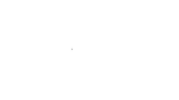 Schwarze Linie Laptop mit elektronischer Bordkarte Flugticket Symbol isoliert auf weißem Hintergrund. Handyticket für Passagierflugzeug für Web und App 4K Video Motion Grafik Animation — Stockvideo