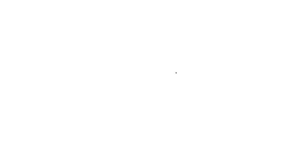 Línea negra Icono del contenedor Thermos aislado sobre fondo blanco. Icono de termo frasco. Equipo de camping y senderismo. Animación gráfica de vídeo 4K — Vídeo de stock