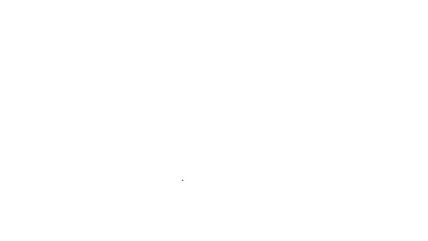 Černá čára Hořící shoda s ikonou ohně izolované na bílém pozadí. Zápas s ohněm. Zápalky. Grafická animace pohybu videa 4K — Stock video
