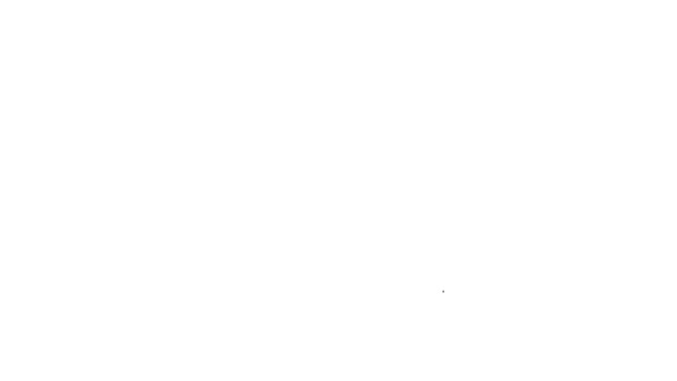 Svart linje Trä yxa ikon isolerad på vit bakgrund. Skogshuggaryxa. 4K Video motion grafisk animation — Stockvideo