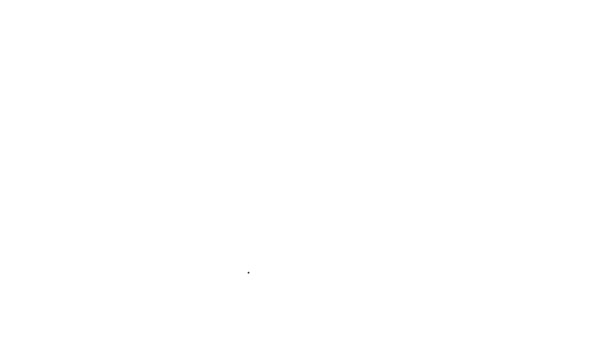 Linea nera icona bomba aerea isolata su sfondo bianco. La bomba a razzo vola giù. Animazione grafica 4K Video motion — Video Stock