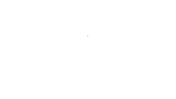 Línea negra Icono de brújula aislado sobre fondo blanco. Windrose símbolo de navegación. Signo de rosa de viento. Animación gráfica de vídeo 4K — Vídeos de Stock
