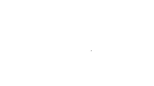 Черная линия Корабль руль значок изолирован на белом фоне. Видеографическая анимация 4K — стоковое видео