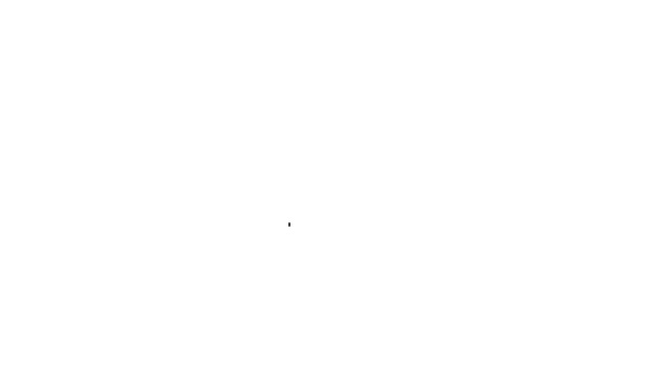 Línea negra Casa de bienes raíces en línea en el icono del ordenador portátil aislado sobre fondo blanco. Concepto de préstamo hipotecario, alquiler, compra, compra de una propiedad. Animación gráfica de vídeo 4K — Vídeo de stock
