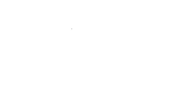 Schwarze Linie Wasserdichte Gummistiefel-Symbol isoliert auf weißem Hintergrund. Gummistiefel für Regenwetter, Angeln, Gartenarbeit. 4K Video Motion Grafik Animation — Stockvideo