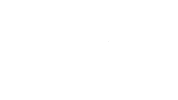 Caviar de línea negra sobre un icono de cuchara aislado sobre fondo blanco. Animación gráfica de vídeo 4K — Vídeo de stock