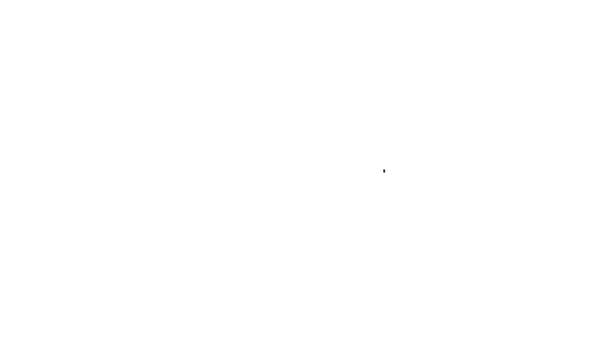 Ligne noire Poisson servi sur une icône de plaque isolée sur fond blanc. Animation graphique de mouvement vidéo 4K — Video