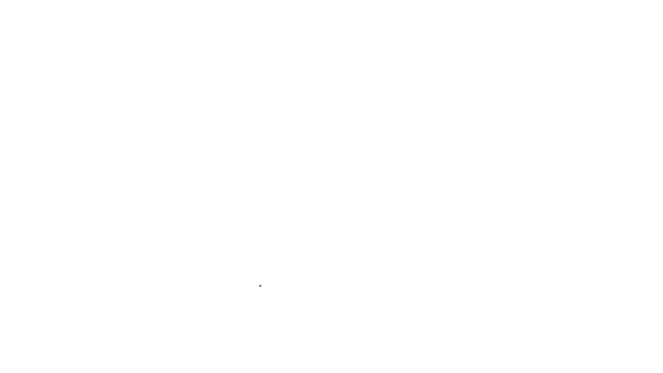 Černá čára Ruka držící ikonu ohně izolovanou na bílém pozadí. Pojištění. Zabezpečení, bezpečnost, ochrana, koncepce ochrany. Grafická animace pohybu videa 4K — Stock video