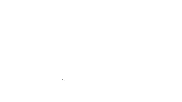 Línea negra Icono de Lederhosen aislado sobre fondo blanco. Ropa bavariana tradicional. Traje del Oktoberfest. Pantalones con tirantes. Patrick Day. Animación gráfica de vídeo 4K — Vídeo de stock