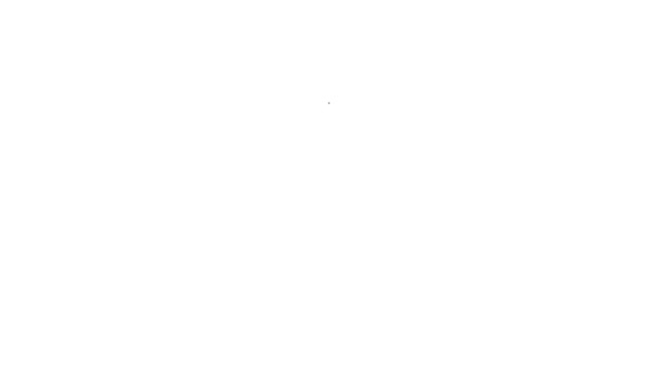Linea nera Icona medievale in mazza a catena isolata su sfondo bianco. Arma medievale. Animazione grafica 4K Video motion — Video Stock