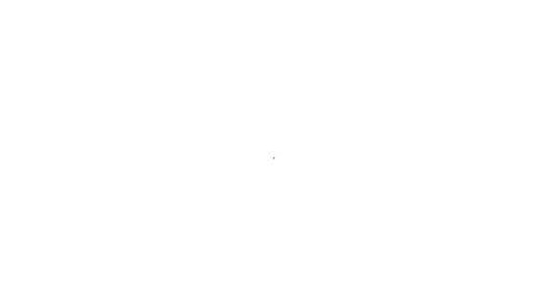 Черная линия Dustpan значок изолирован на белом фоне. Уборка совок. Видеографическая анимация 4K — стоковое видео