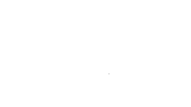 Czarna linia Sponge ikona izolowana na białym tle. Kawałek łyka do zmywania naczyń. Koncepcja usługi sprzątania. 4K Animacja graficzna ruchu wideo — Wideo stockowe