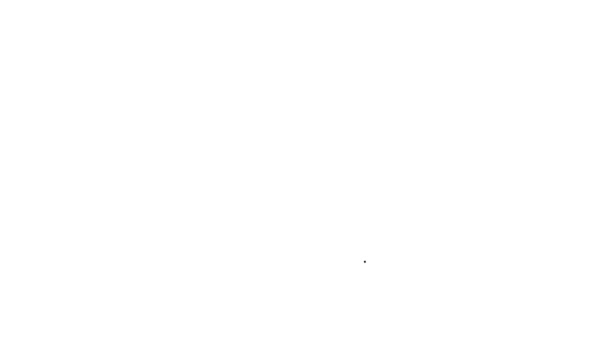 Línea negra Carrito de compras con icono de marca de verificación aislado sobre fondo blanco. Cesta de supermercado con aprobado, confirmar, marcar, completado. Animación gráfica de vídeo 4K — Vídeo de stock