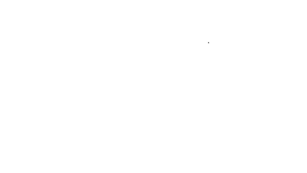 Черная линия Дом план значок изолирован на белом фоне. Видеографическая анимация 4K — стоковое видео