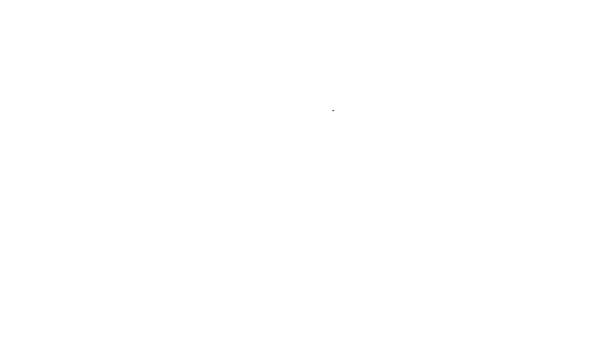 Icono de Espátula de línea negra aislado sobre fondo blanco. Icono de espátula de cocina. Signo de espátula de barbacoa. Barbacoa y parrilla. Animación gráfica de vídeo 4K — Vídeo de stock