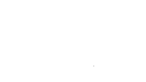 Cabeza de ducha de línea negra con gotas de agua que fluyen icono aislado sobre fondo blanco. Animación gráfica de vídeo 4K — Vídeos de Stock