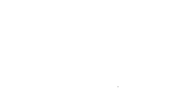 Línea negra Icono de símbolo de la clínica veterinaria aislado sobre fondo blanco. Cruz de la señal del hospital. Perro o gato con estampado de pata estilizado. Signo de primeros auxilios. Animación gráfica de vídeo 4K — Vídeo de stock