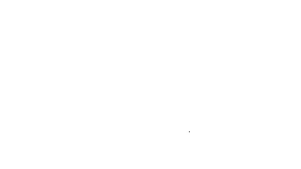 Ligne noire Icône jouet chat isolé sur fond blanc. Animation graphique de mouvement vidéo 4K — Video