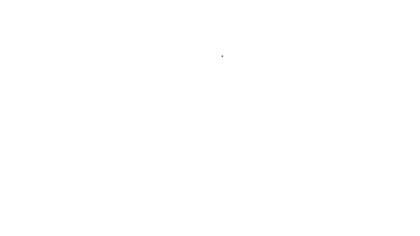 Черная линия Cat царапин столб с игрушечной иконкой изолированы на белом фоне. Видеографическая анимация 4K — стоковое видео