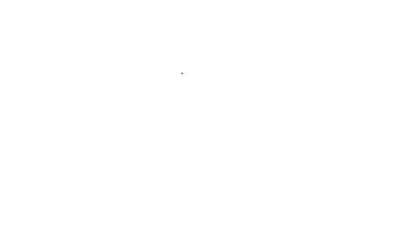 Черная линия Стекло пивной иконки изолированы на белом фоне. Видеографическая анимация 4K — стоковое видео
