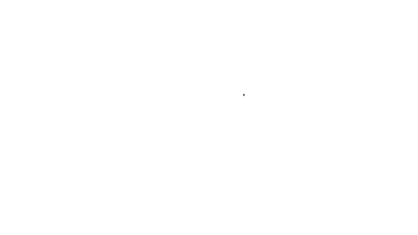 Línea negra Icono de cruce del ferrocarril aislado sobre fondo blanco. Señal ferroviaria. Animación gráfica de vídeo 4K — Vídeo de stock