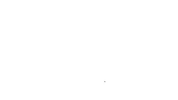 Μαύρη γραμμή εικονίδιο ανεμογεννήτριας απομονωμένο σε λευκό φόντο. Πινακίδα ανεμογεννήτριας. Ανεμόμυλος για παραγωγή ηλεκτρικής ενέργειας. 4K Γραφική κίνηση κίνησης βίντεο — Αρχείο Βίντεο