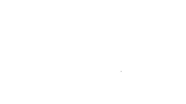 Черная линия Листа сад воздуходувка значок изолирован на белом фоне. Видеографическая анимация 4K — стоковое видео