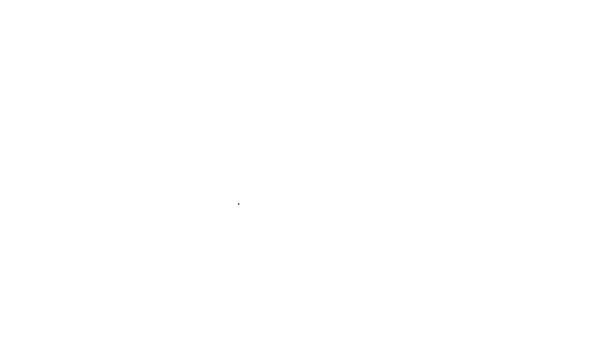 Línea negra Icono del ventilador del jardín de la hoja aislado sobre fondo blanco. Animación gráfica de vídeo 4K — Vídeo de stock