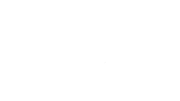 Icono de asiento de avión de línea negra aislado sobre fondo blanco. Animación gráfica de vídeo 4K — Vídeo de stock