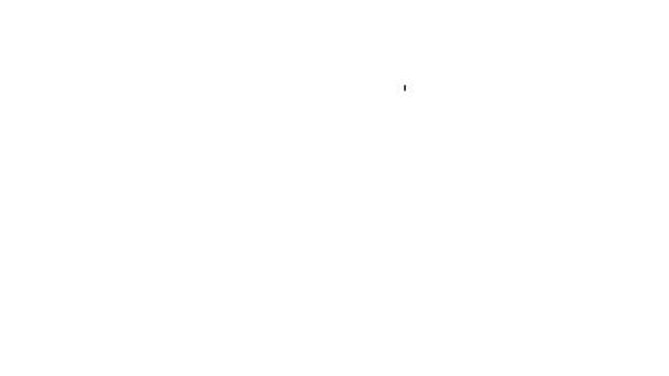 Zwarte lijn Antieke schatkist pictogram geïsoleerd op witte achtergrond. Vintage houten kist met gouden munt. 4K Video motion grafische animatie — Stockvideo