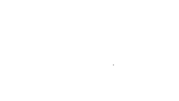 Icono de Dumbbell de línea negra aislado sobre fondo blanco. Levantamiento muscular, barra de fitness, equipo deportivo. Animación gráfica de vídeo 4K — Vídeo de stock