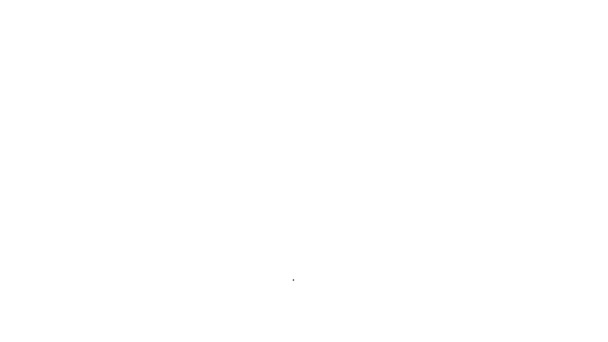Icono de abanico de mano coreano de línea negra aislado sobre fondo blanco. Animación gráfica de vídeo 4K — Vídeos de Stock