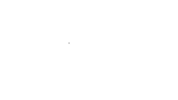 Línea negra Icono de la hora mundial aislado sobre fondo blanco. Reloj y globo. Animación gráfica de vídeo 4K — Vídeo de stock