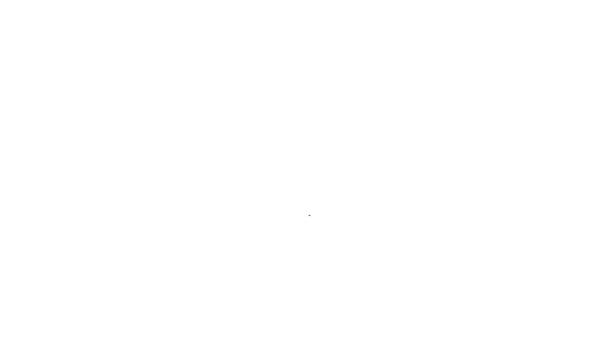 Línea negra Icono de horquilla para barbacoa aislado sobre fondo blanco. Cartel de tenedor para barbacoa. Barbacoa y parrilla. Animación gráfica de vídeo 4K — Vídeos de Stock