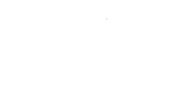 Icono de tela textil indio de línea negra aislado sobre fondo blanco. Rollo, estera, alfombra, tela, alfombra o papel rollo icono. Animación gráfica de vídeo 4K — Vídeos de Stock