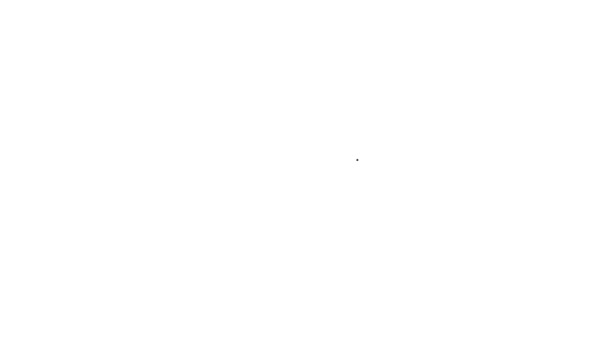 Black line Dumplings on fork icon isolated on white background. Pierogi, varenyky, pelmeni, ravioli. Traditional Ukrainian food. 4K Video motion graphic animation — Stock Video