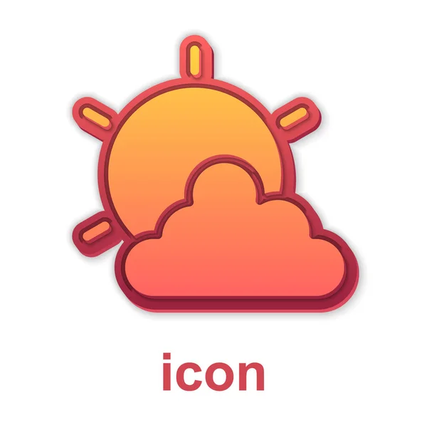 Złote Słońce i chmura ikona pogody izolowane na białym tle. Wektor — Wektor stockowy