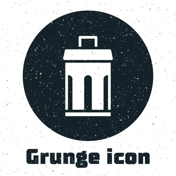 Grunge-Mülleimer-Symbol isoliert auf weißem Hintergrund. Mülleimer-Schild. Papierkorb-Symbol. Büromüll-Ikone. Monochrome Vintage-Zeichnung. Vektor — Stockvektor